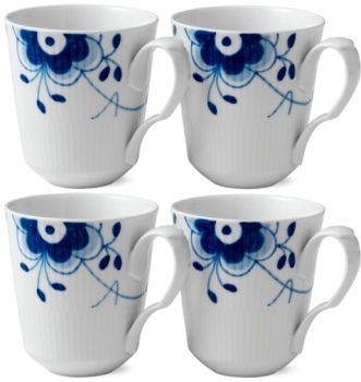 Blue Fluted Mega mugs, 4 pcs.